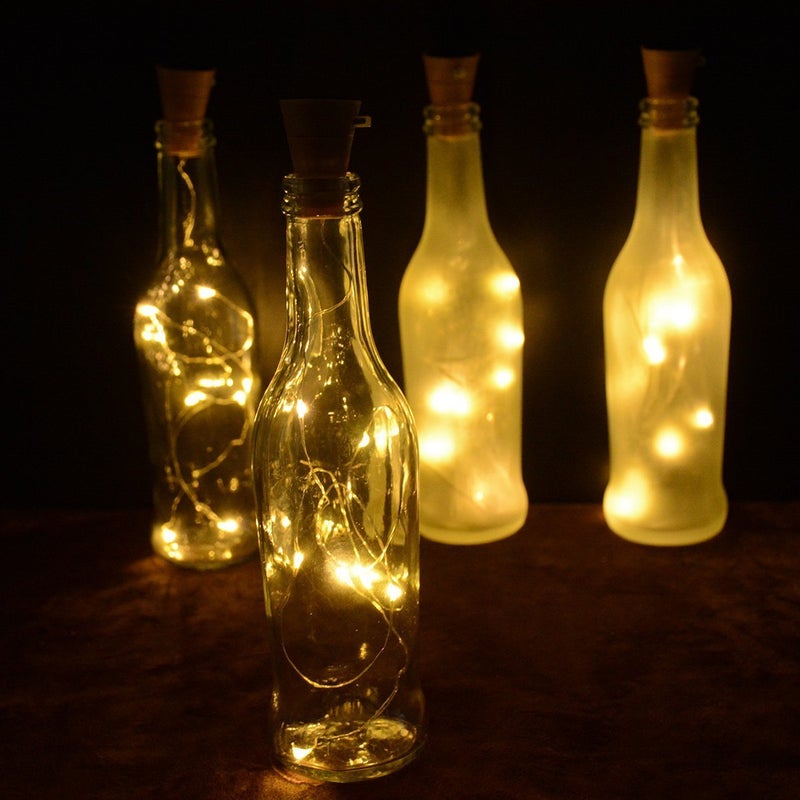 NiniTe LIGHTS 6 عبوات من أضواء زجاجات النبيذ بالطاقة الشمسية، 20 مصباح LED مقاوم للماء مع سدادات نحاسية للأعراس، عيد الميلاد، الهواء الطلق، العطلات، الحديقة، الفناء، ديكور الممر (أبيض دافئ) - Image 1